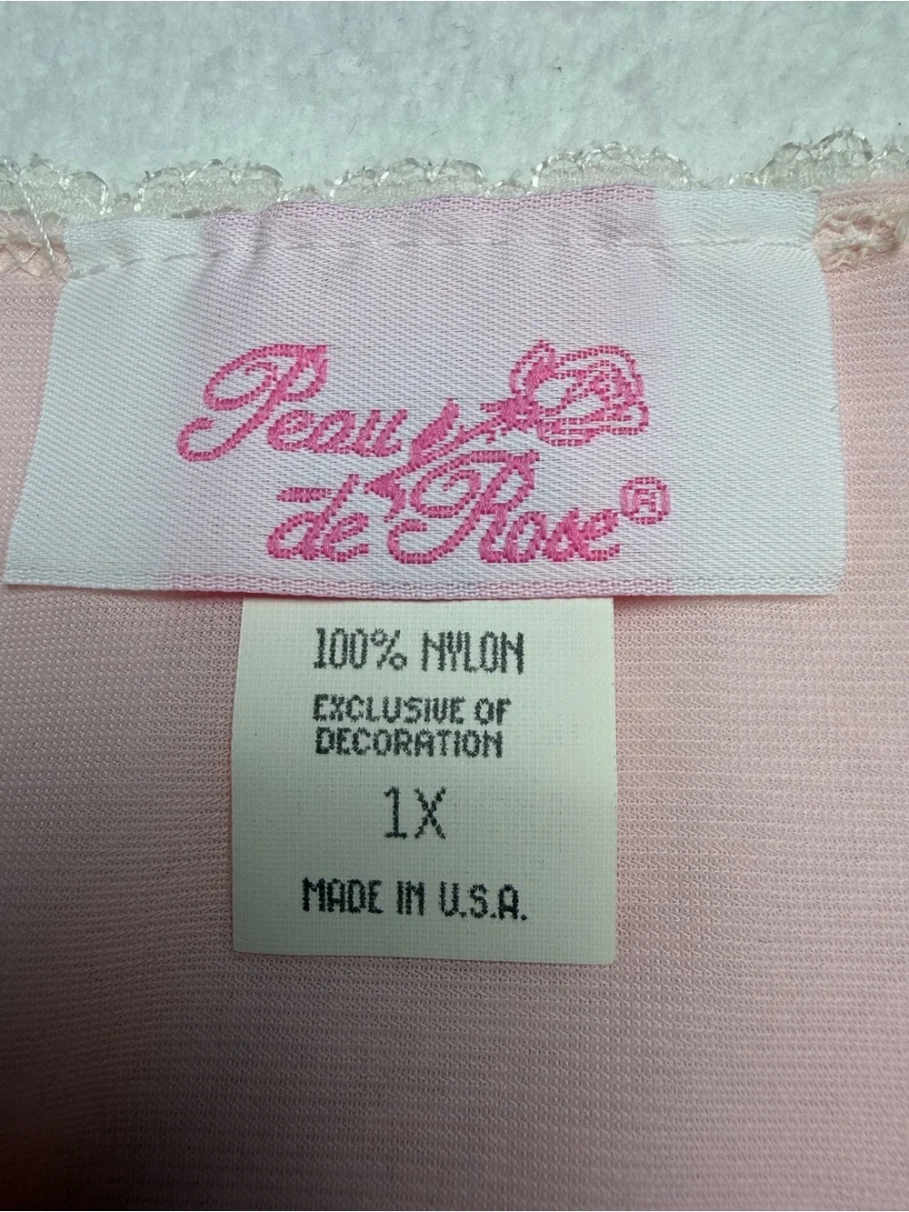 Vintage Peau de Rose Pink Peignoir Robe 1X Lace Flutter Sleeve Made USA